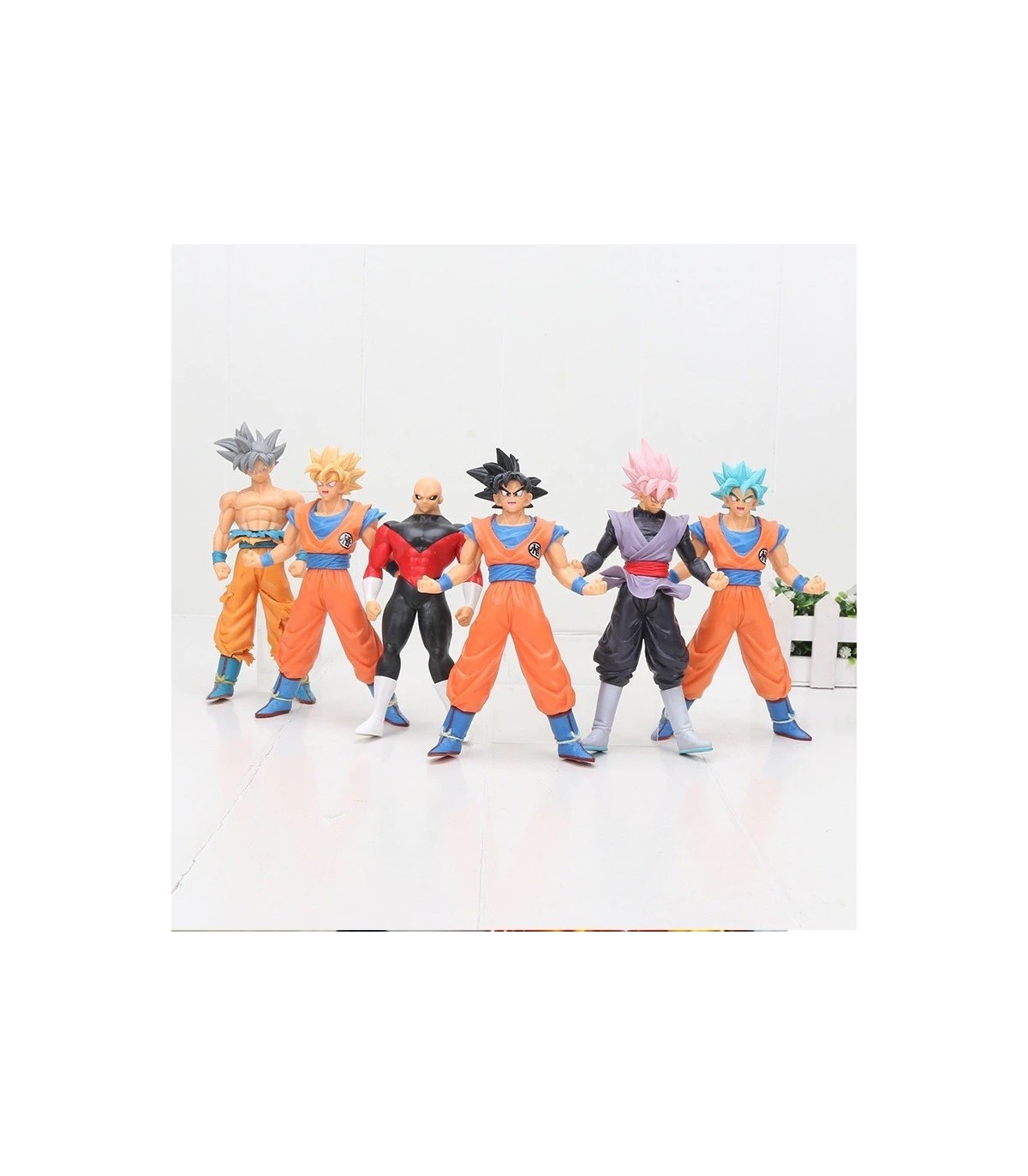 Compra ya tu 18 cm lote 6 figuras Dragon Ball Super Ultra instinto Goku  Super Saiyan Rosa Goku negro Jiren PVC figura de acción Juguetes por solo  46,19 €