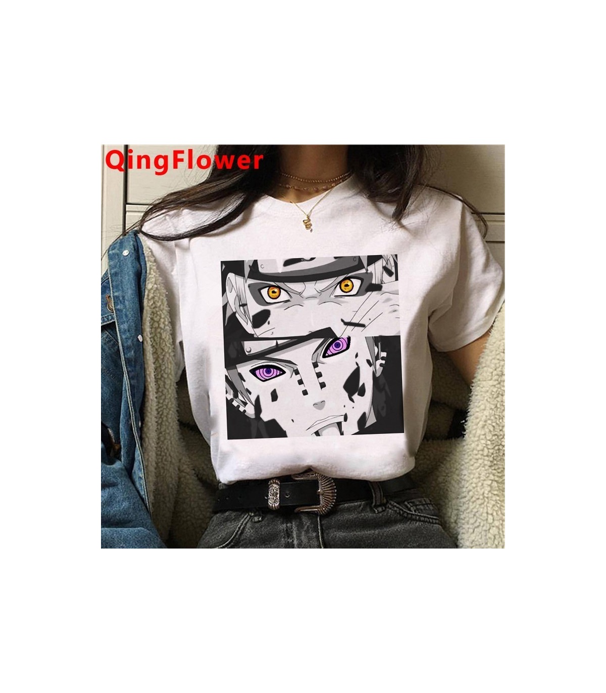 Camiseta manga corta fondo blanco Naruto