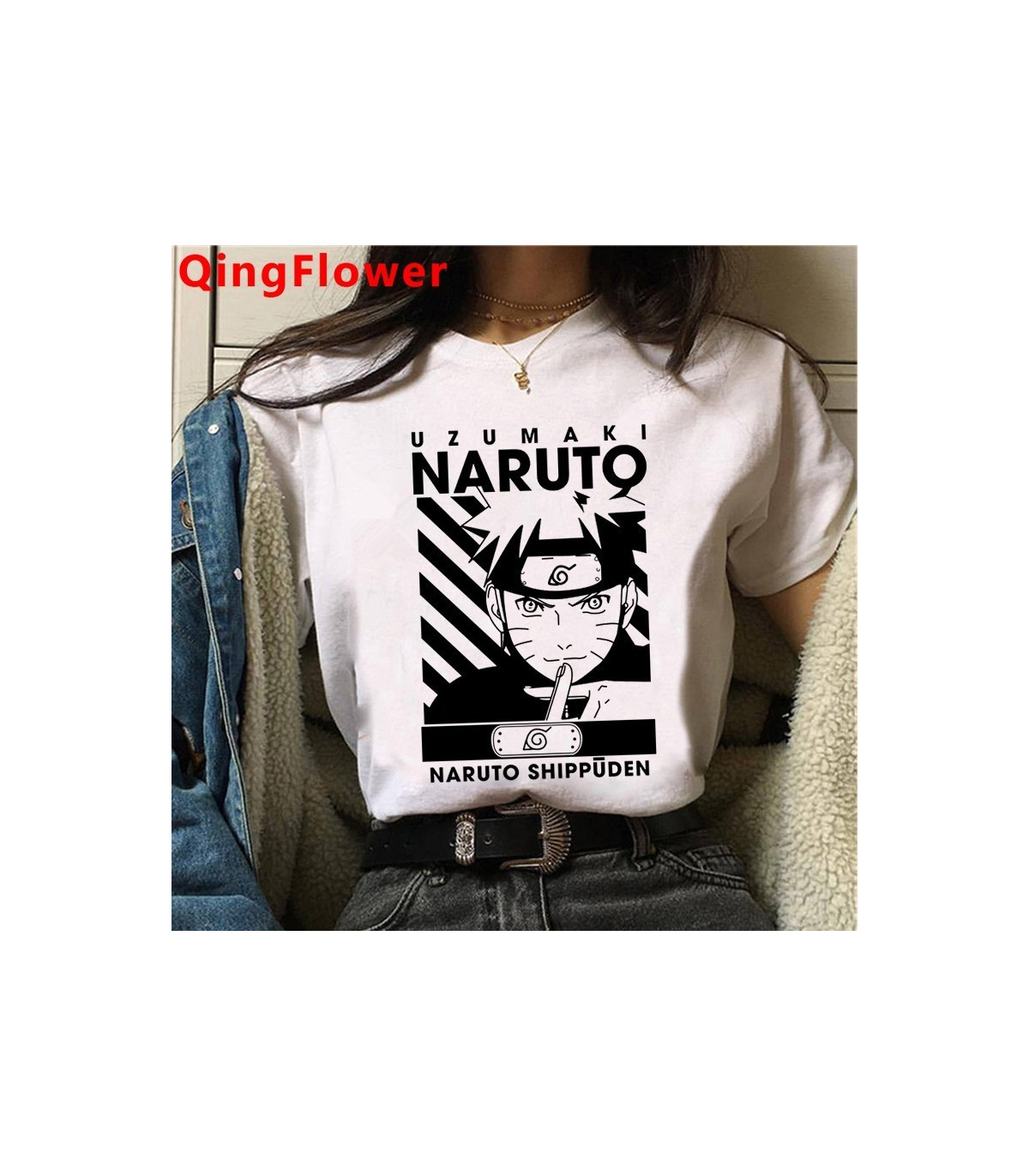 Camiseta manga corta fondo blanco Naruto