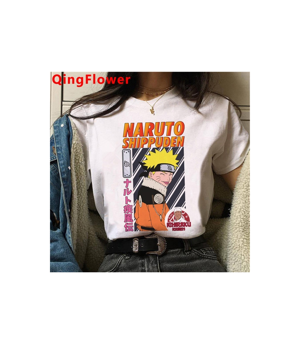 Camiseta manga corta fondo blanco Naruto
