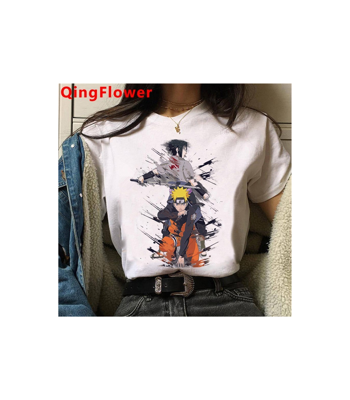 Camiseta manga corta fondo blanco Naruto