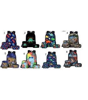 Lote mochila, bandolera y estuche dinosaurios