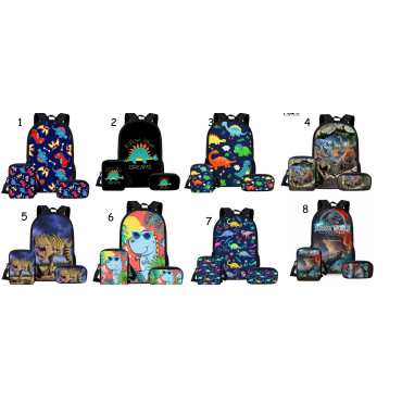 Lote mochila, bandolera y estuche dinosaurios
