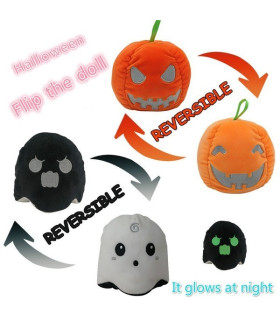 Peluches reversibles de halloween fantasma y calabaza