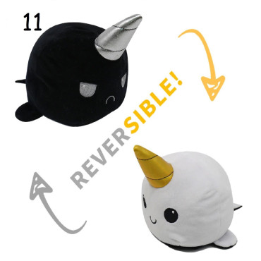 Peluches reversibles de unicornio, narval, gato o monstruo