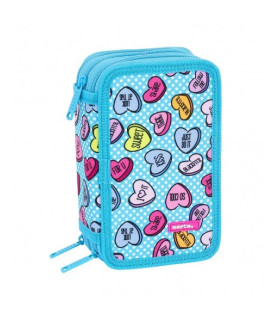 Plumier triple 36 piezas de Safta 'Sweet Heart Blue