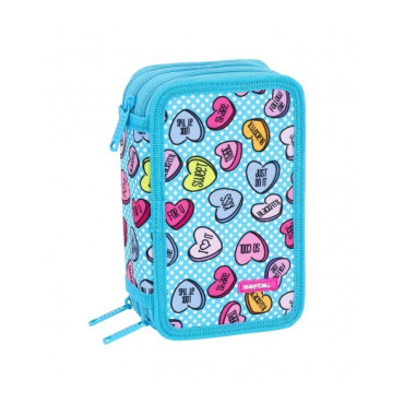 Plumier triple 36 piezas de Safta 'Sweet Heart Blue