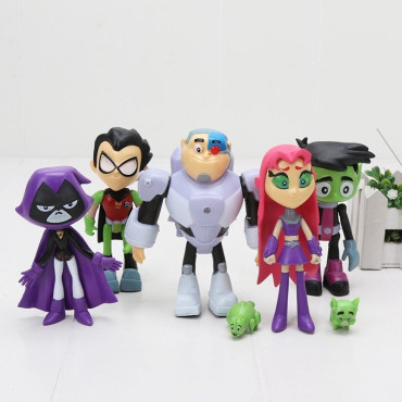 Teen Titans chico bestia a Robin Raven Silkie Cyborg Starfire