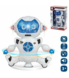 Robot blanco y azul funny toys robot dance con música y luz