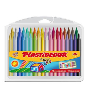 Colores de  cera Plastidecor caja de 36 piezas colores surtidos