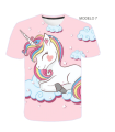 camisetas   de manga corta niña  de unicornio con impresión 3d