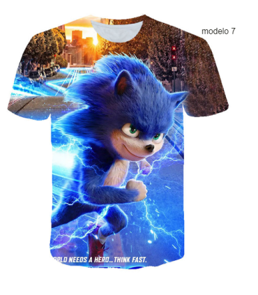 Inicio   camiseta   de Sonic  de manga  corta para niños con impresión 3d camiseta   de Sonic  de manga  corta para niños con im