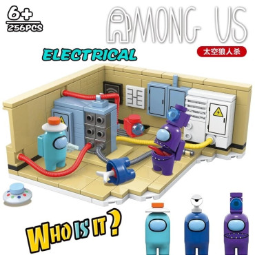 AMONG US   Lote de 4 escenas de among us Compatible con las grandes marcas desmontables Lote de 4 escenas de among us tipo lego 