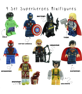 lote de 9 figuras tipo lego super heroes