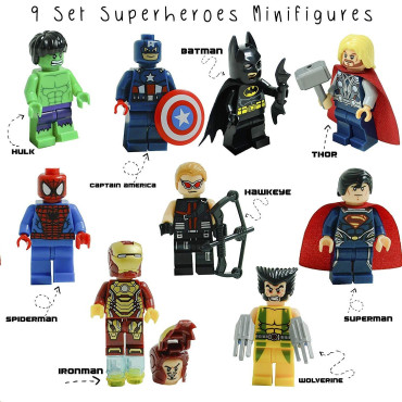lote de 9 figuras tipo lego super heroes