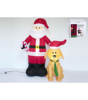 Hinchable Santa Claus Con Perro 3 Leds 150Cm