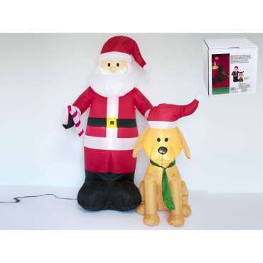 Hinchable Santa Claus Con Perro 3 Leds 150Cm