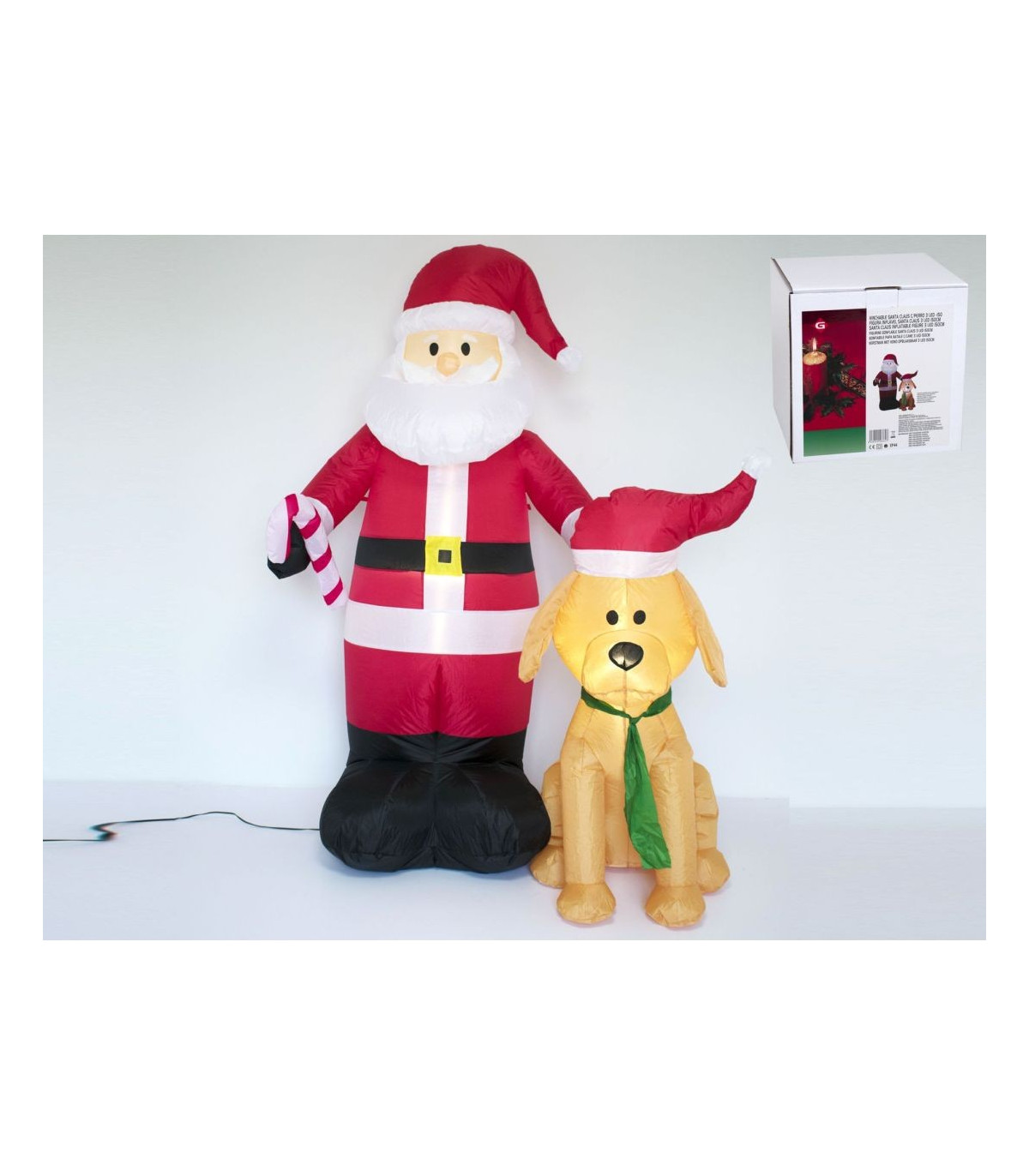 Hinchable Santa Claus Con Perro 3 Leds 150Cm