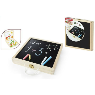 Maletin Madera Pizarra Con Figuras 24X24X4Cm¡