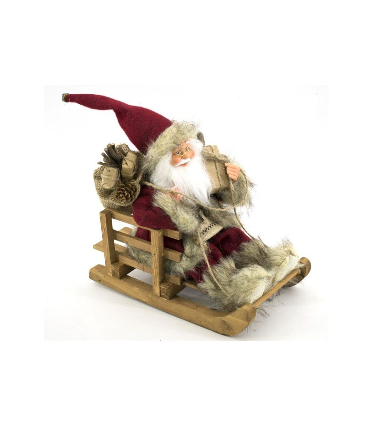 Santa Claus Decorado  Con Trineo 27X23Cm