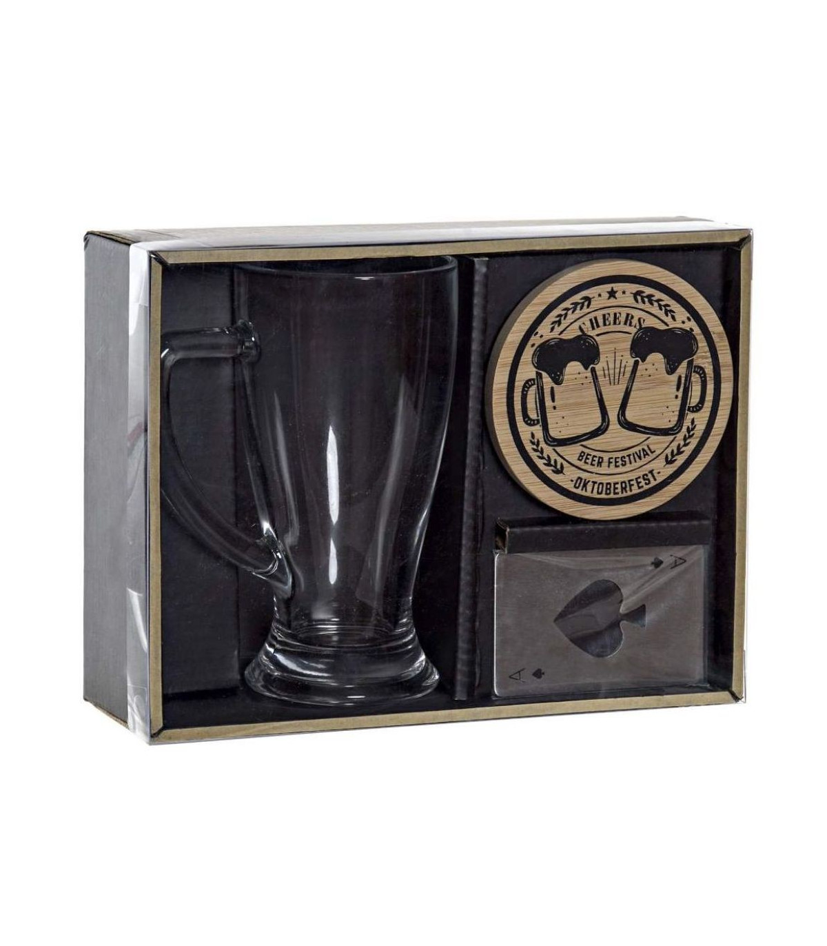 Set Regalo Cerveza 23X18X7Cm Cristal Bambu
