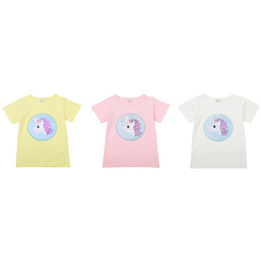 Camisetas manga corta con lentejuelas unicornios