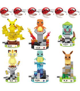 Bloques de construcción tipo lego de lotes de 6 figuras de Pokémon