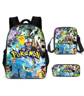 lote mochila estuche y bandolera  pokemon