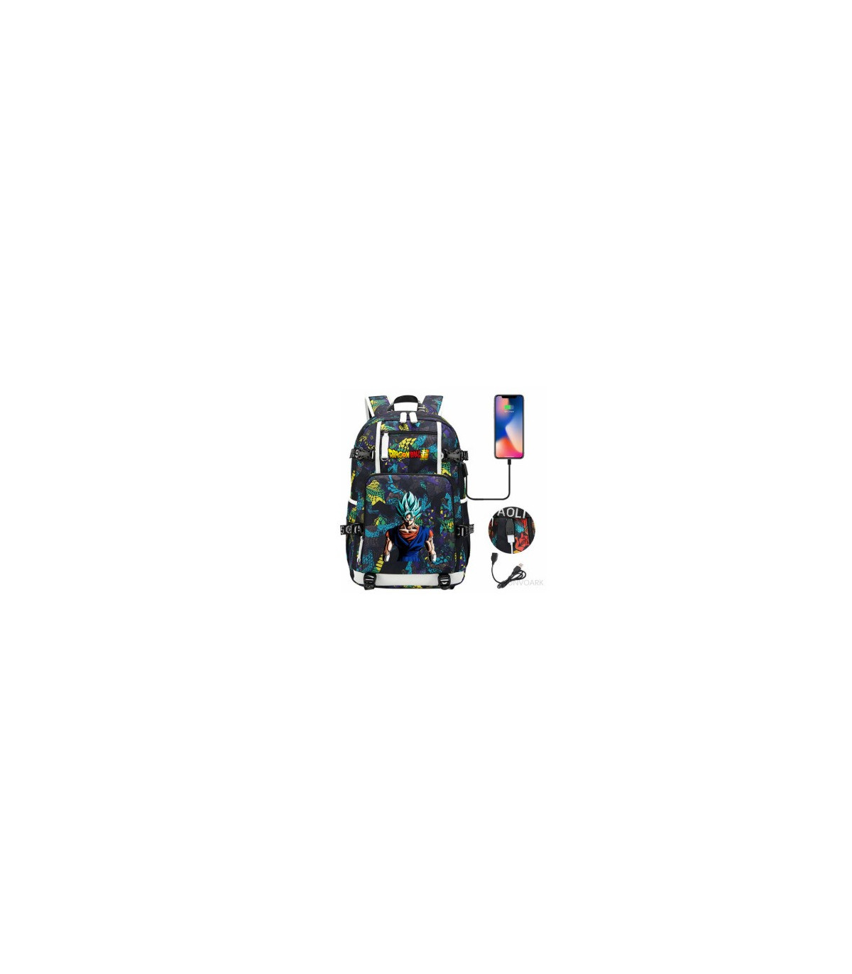 DRAGON BALL   mochila dragon ball con carga usb  adaptada para portátil de 47cm mochila dragon ball con carga usb adaptada para 