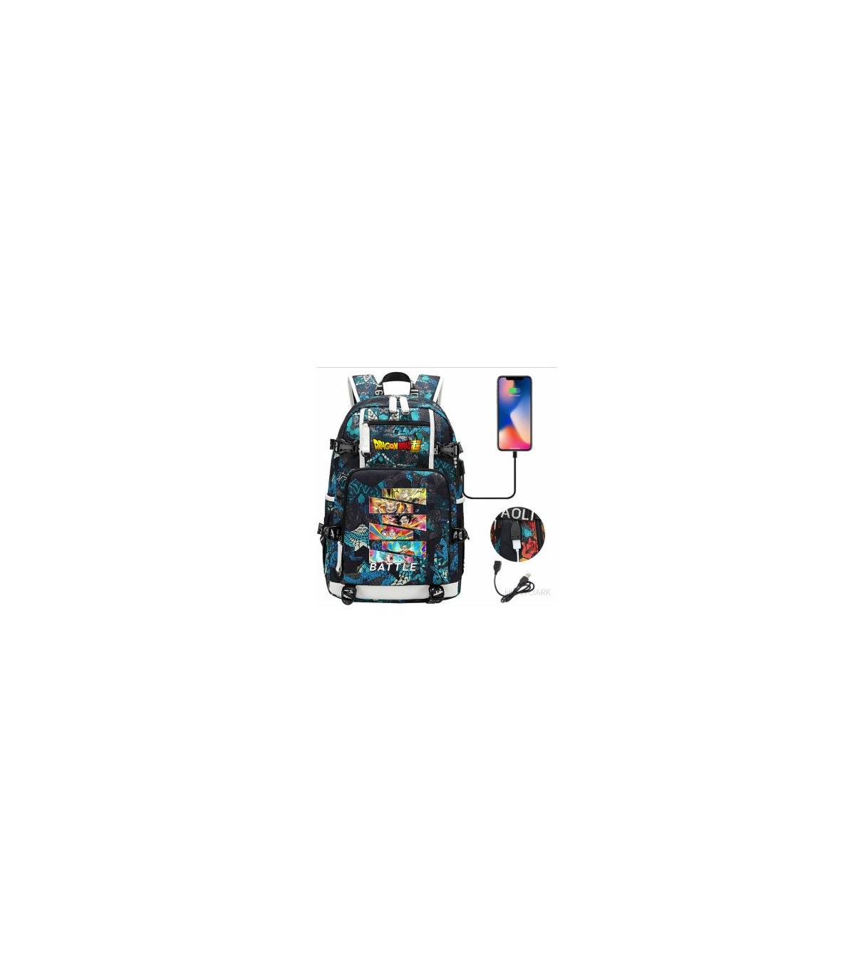 DRAGON BALL   mochila dragon ball con carga usb  adaptada para portátil de 47cm mochila dragon ball con carga usb adaptada para 