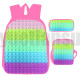 lote de mochila bandolera y estuche pop it