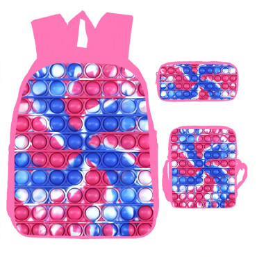 lote de mochila bandolera y estuche pop it