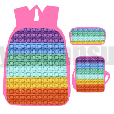 lote de mochila bandolera y estuche pop it