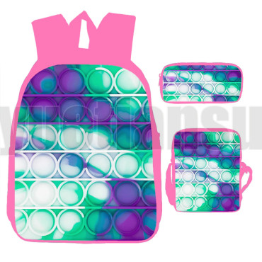 lote de mochila bandolera y estuche pop it