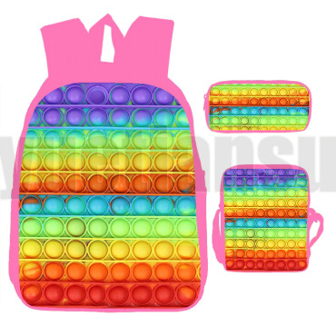 lote de mochila bandolera y estuche pop it