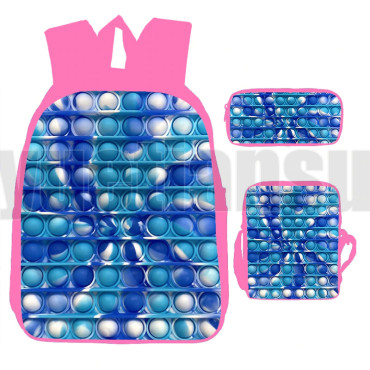 lote de mochila bandolera y estuche pop it