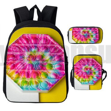 lote de mochila bandolera y estuche pop it