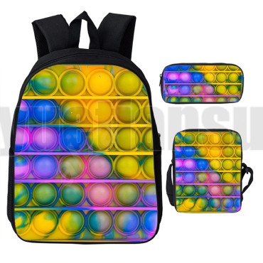 lote de mochila bandolera y estuche pop it