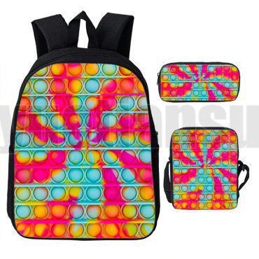lote de mochila bandolera y estuche pop it