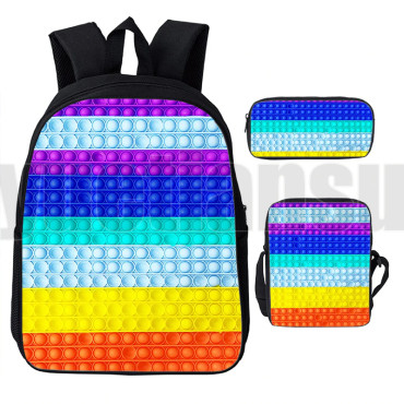 lote de mochila bandolera y estuche pop it