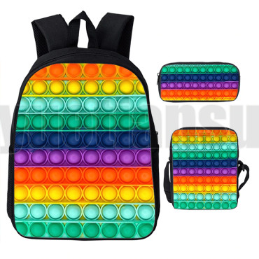lote de mochila bandolera y estuche pop it
