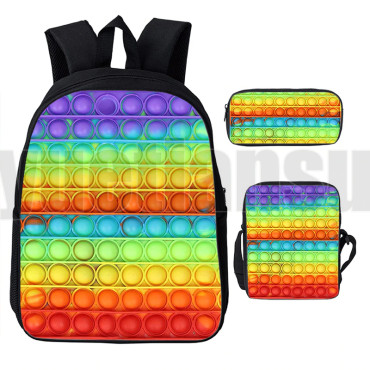 lote de mochila bandolera y estuche pop it