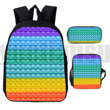 lote de mochila bandolera y estuche pop it