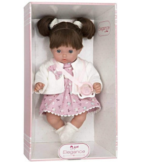 Muñeca ELEGANCE 28CM ALIA ConVestido Rosa y Mecanismo De Risa C/REGALO