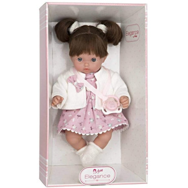 Muñeca ELEGANCE 28CM ALIA ConVestido Rosa y Mecanismo De Risa C/REGALO