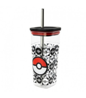 VASO ACRILICO CUBE CON PAJITA DE ACERO INOXIDABLE 540 ML | POKEMON