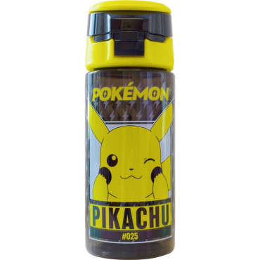 POKEMON   Botella Tritan Pikachu Pokemon 600ml con pajita Cantimplora de aluminio con capacidad de 600 ml.Asa ajustable para fác