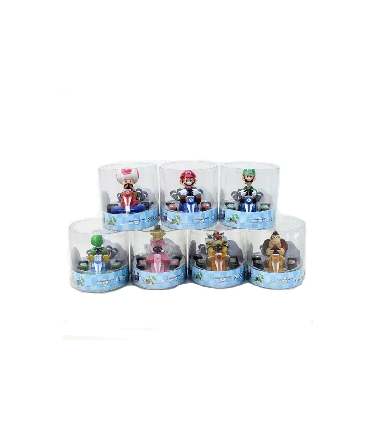 lote de 7 coches con figura  de super mario kart