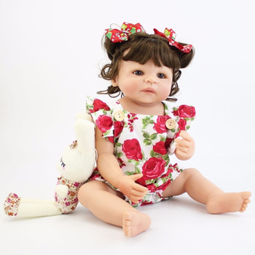 bebe  reborn   laura preciosa  niña  toda completa de silicona