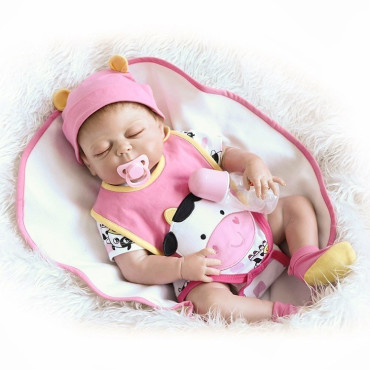 bebe reborn niña  completo de silicona durmiendo
